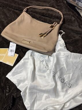 Michael Kors Lexington Pebbled Leather Shoulder Bag in Taupe